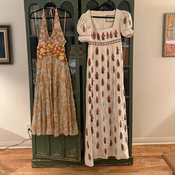 Agua by Agua Bendita Pistachio Dahlia Embroidered Dress size L - Picture 4 of 4